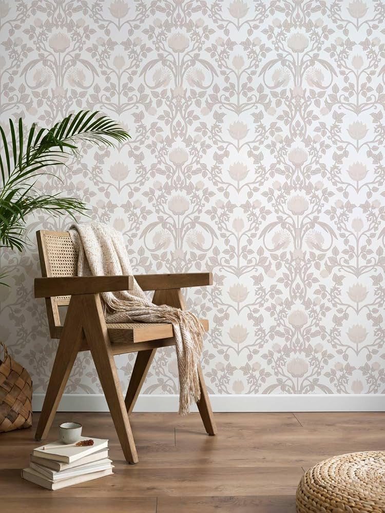 17.3"×78.7" Pink Peel and Stick Wallpaper, Floral Wallpaper for Bedroom Bathroom Self Adhesive R... | Amazon (US)