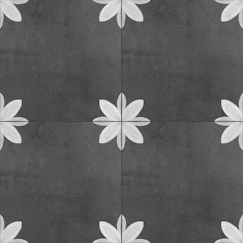 DELLA TORRE Fiona 29-Pack Black and White 8-in x 8-in Glazed Porcelain Encaustic Floor and Wall T... | Lowe's