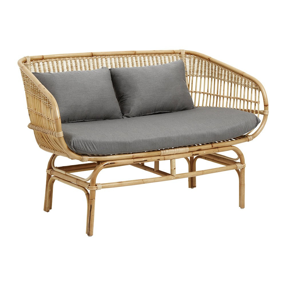 Buy Nordal Rattan Sofa with Seat Pads - Grey/Natural | AMARA | Amara (UK)