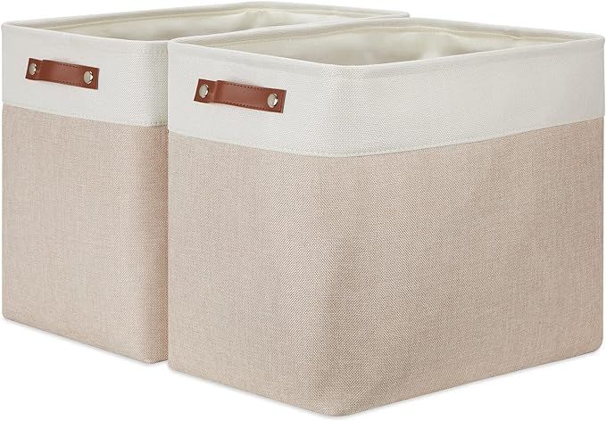 DULLEMELO 2-Pack Large Storage Baskets for Organizing 50L Canvas Fabric Storage Basket Bins With ... | Amazon (US)