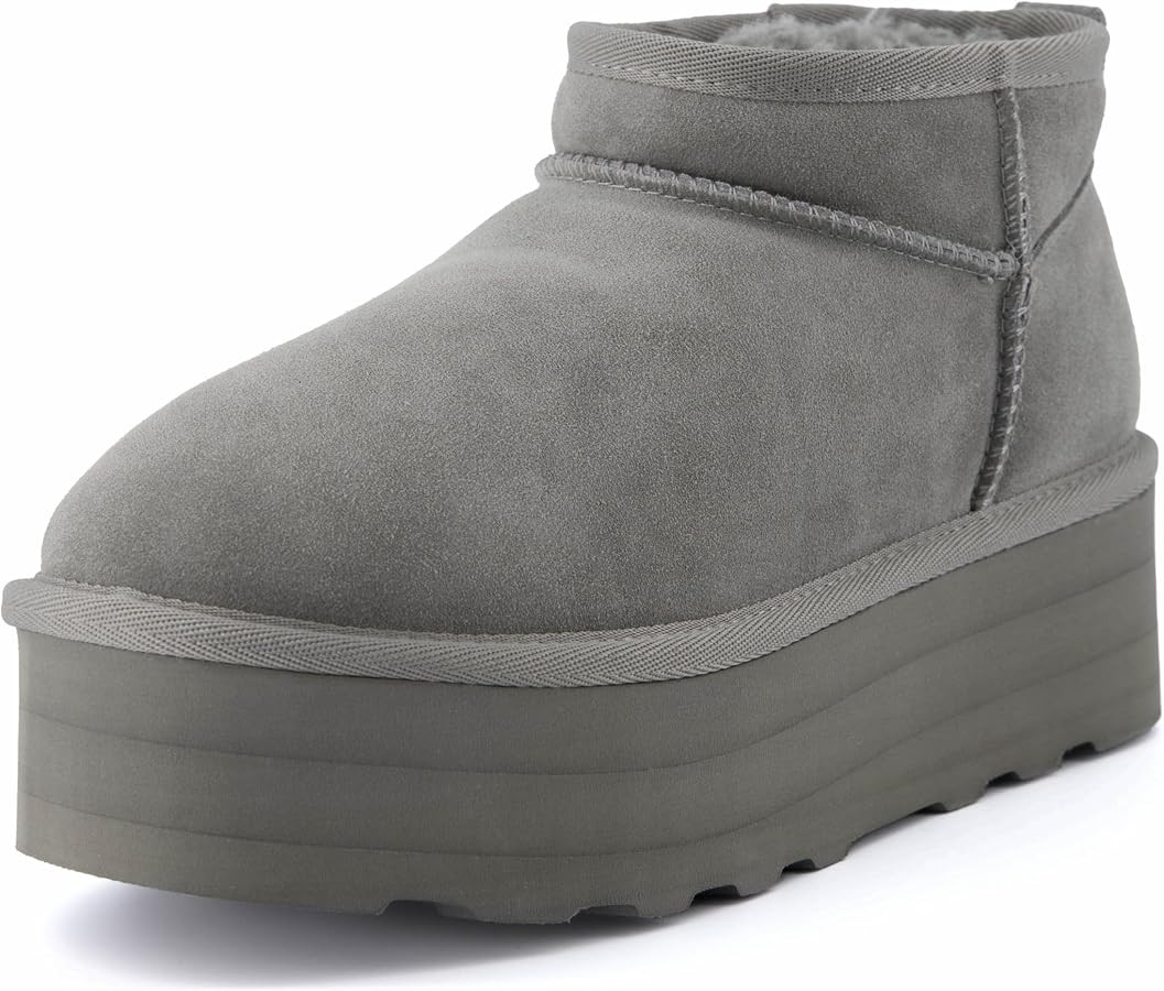 CUSHIONAIRE Hippy Women’s Platform Ankle Boots – Genuine Suede, Faux Fur Lining, Cozy Winter ... | Amazon (US)