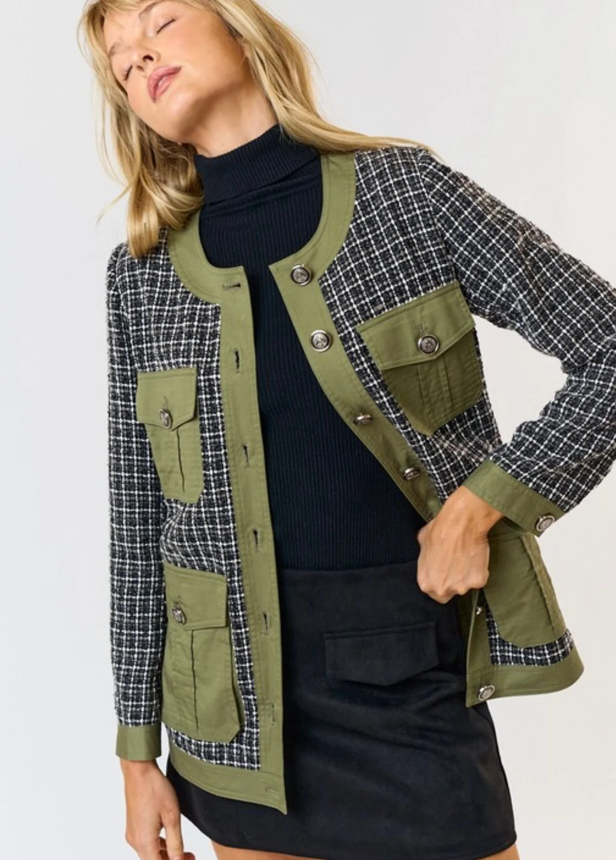 Pulling It Together Tweed Jacket - Olive | Statement Boutique