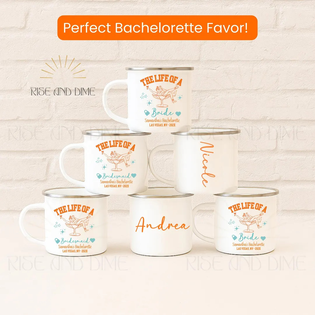The Life of A Bride Mug, Bachelorette Party Tumbler for Bride, Personalized Vegas Bachelorette Me... | Etsy (US)