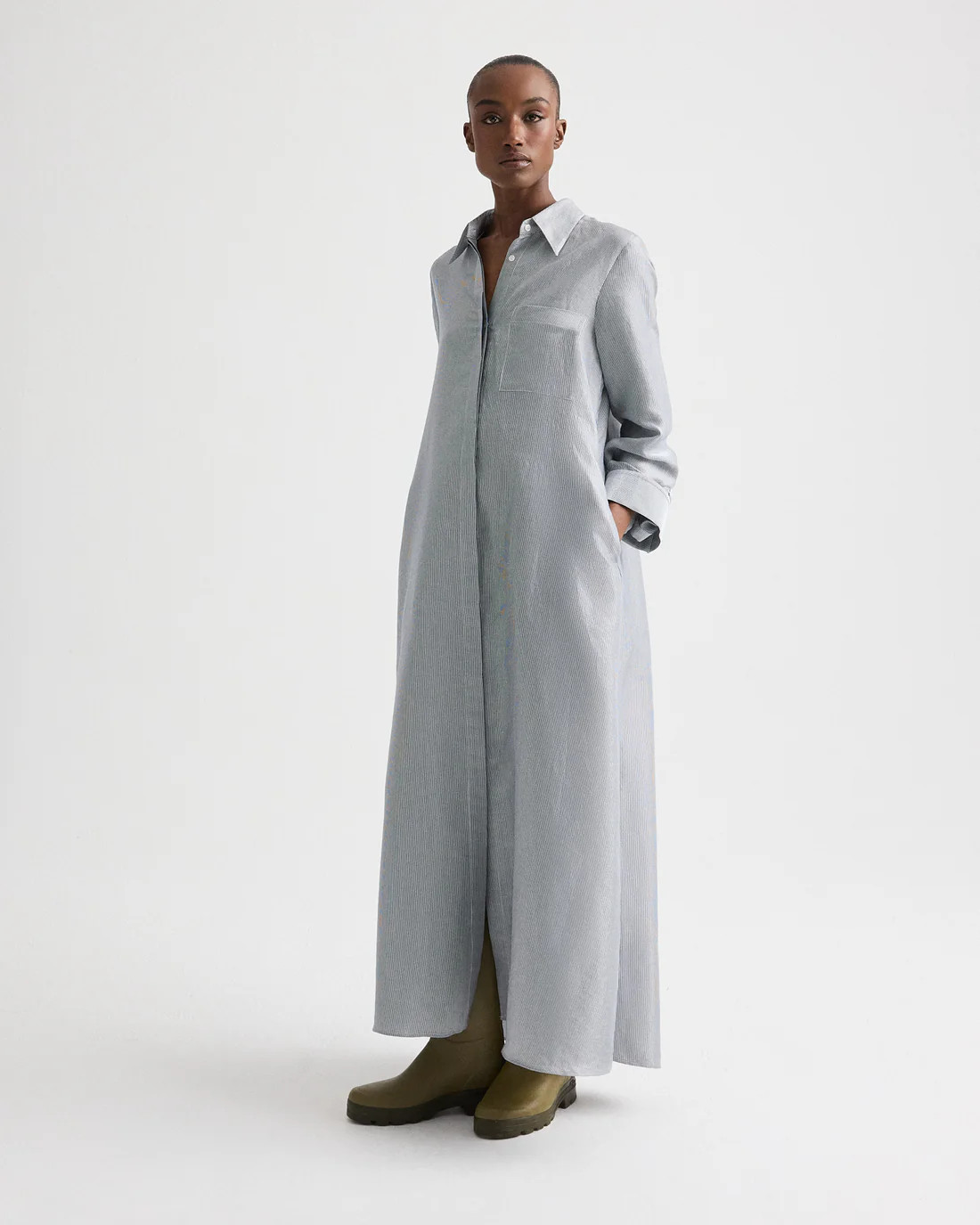 Jenny's Gown in Glossy Mini Stripe | TWP