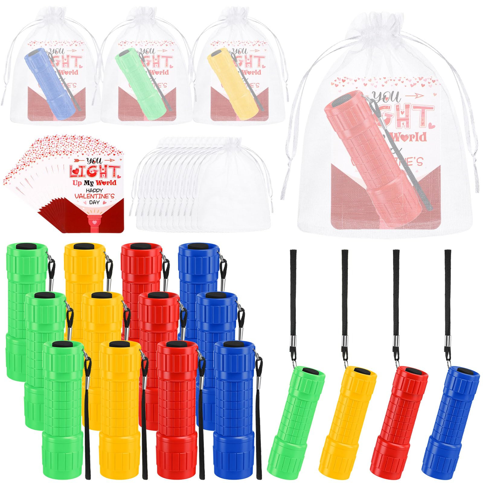 Capoda 12 Set Valentine's Day Gifts Bulk Valentines Flashlight Gifts LED Mini Flashlights You Lig... | Amazon (US)