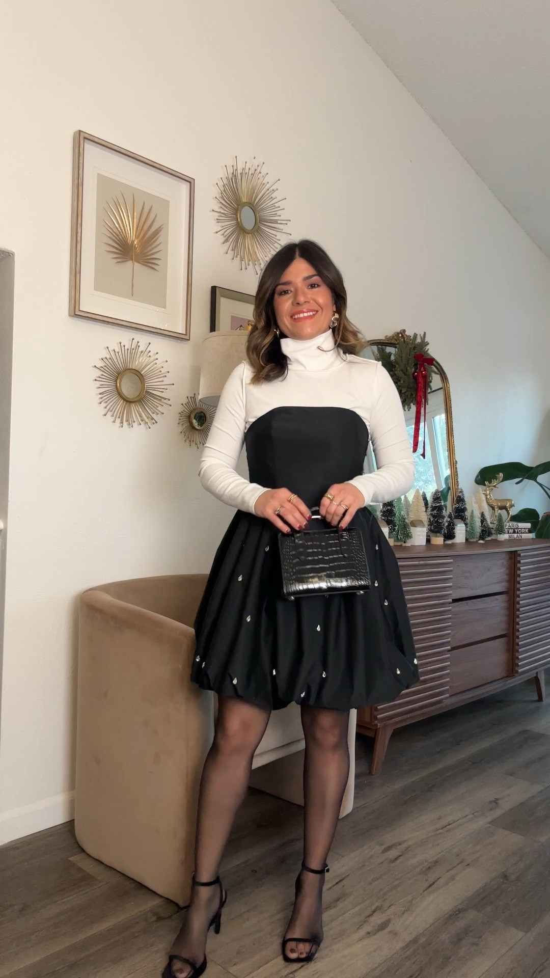 The cutest black strapless dress from Target! Under $50! 
It runs tts, wearing size xs. 

#LTKFindsUnder100 #LTKFindsUnder50 #LTKHoliday