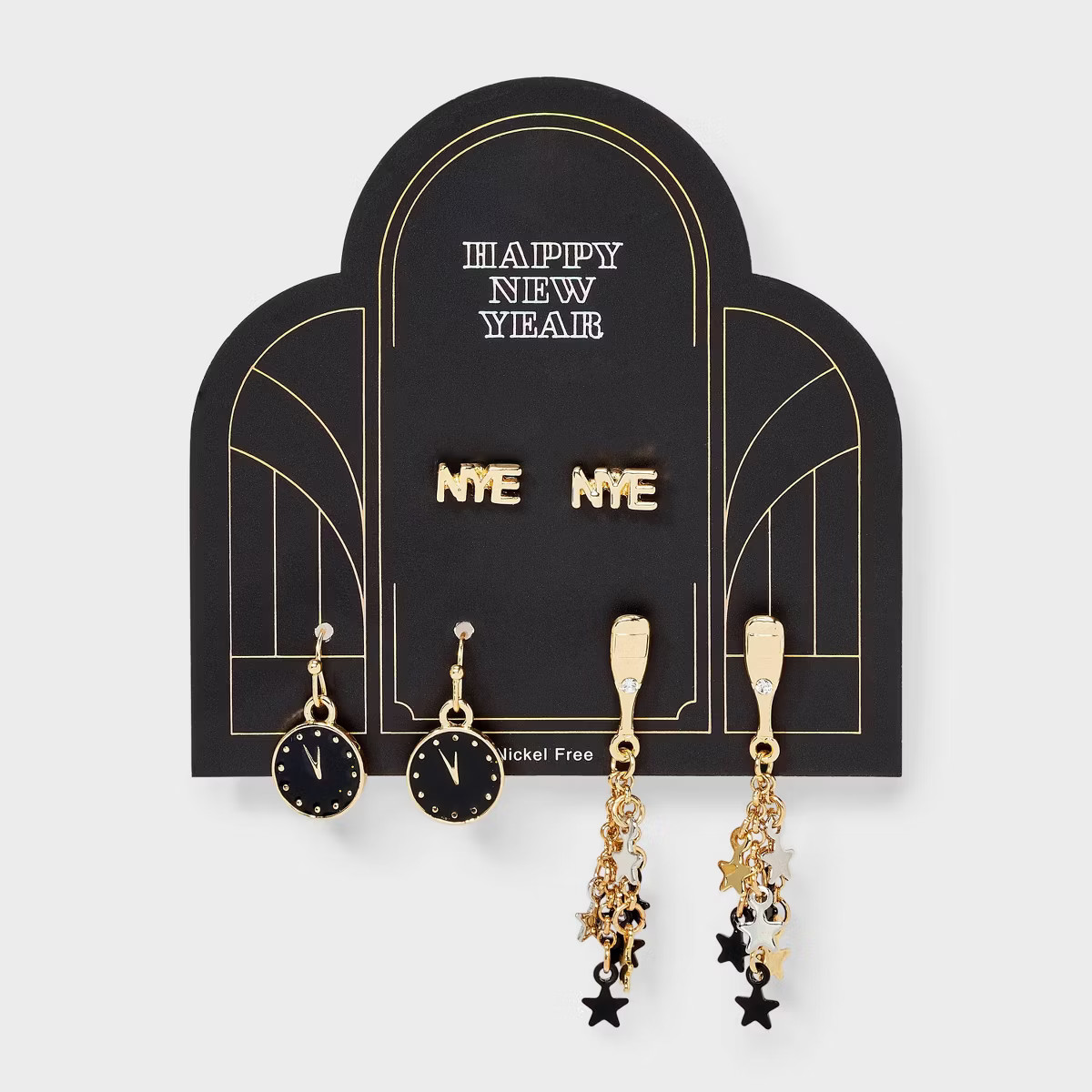 NYE Mixed Earring Set 3pc - Gold | Target