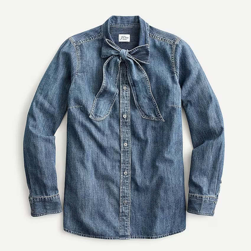 Classic-fit chambray bow shirt | J.Crew US