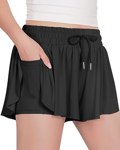 Witwot Butterfly Shorts Girls, 2-in-1 Teen/Kids Girl Flowy Skort for Running, Tennis, Dance | Amazon (US)