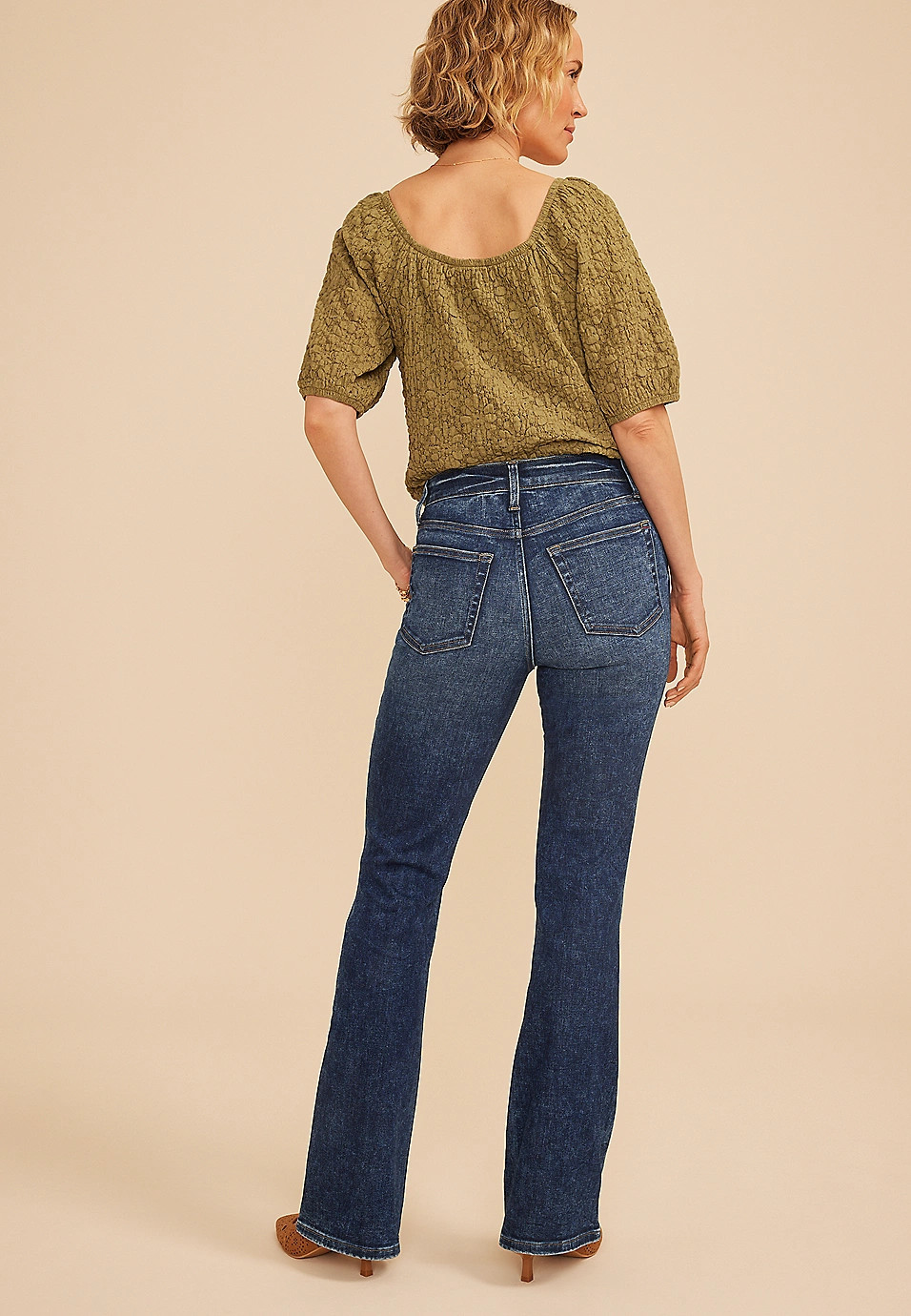 edgely\u2122 Super High Rise Marble Wash Slim Boot Jean | Maurices
