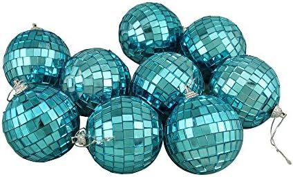 Northlight 9ct Peacock Blue Mirrored Glass Disco Ball Ornaments 2.5" (60mm) | Amazon (US)