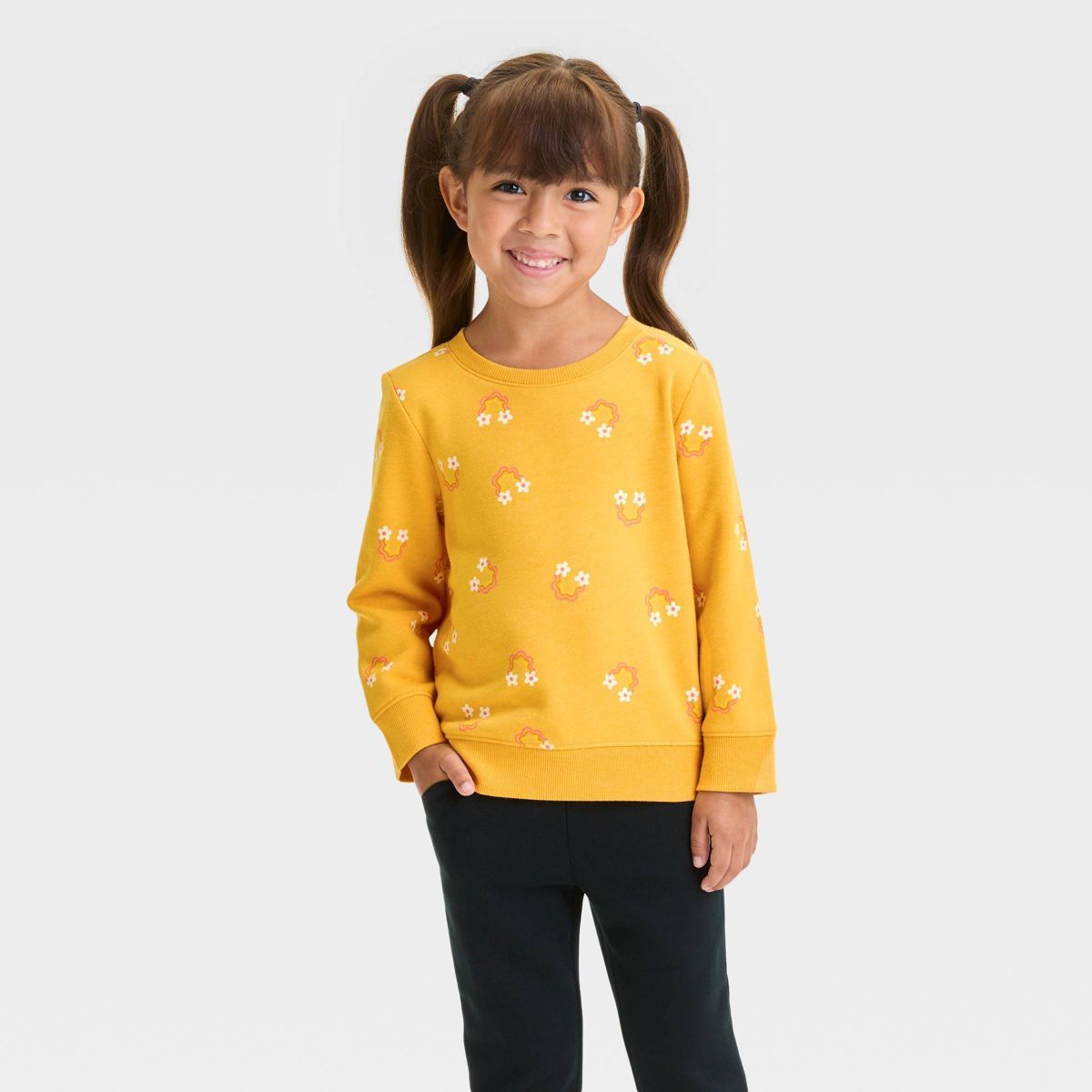 Toddler Girls' 2pk Fleece Pullover Sweatshirt - Cat & Jack™ Heather Gray/Yellow | Target