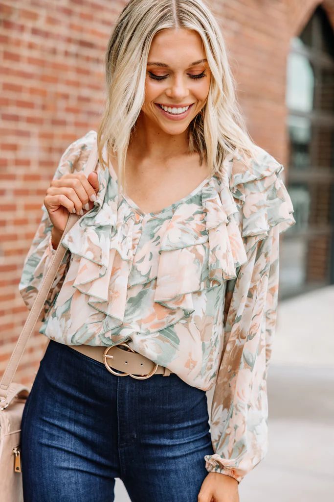 On The Sweet Side Apricot Orange Ruffled Blouse | The Mint Julep Boutique