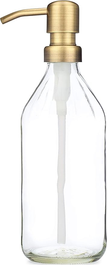 Vintage Inspired Glass Soap Dispenser with Metal Pump (Brass) | Amazon (US)