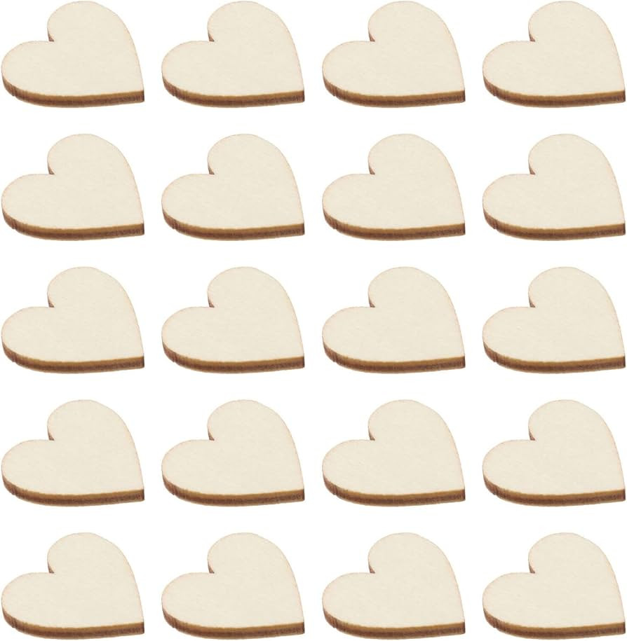 MAGICLULU 100pcs 20mm Unfinished Wood Heart Slices Mini Wood Heart Cutouts Blank Wooden Hearts Sh... | Amazon (US)