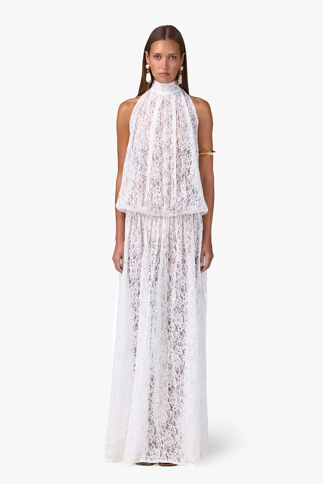 Drop Waist Lace Gown (White) | SAME