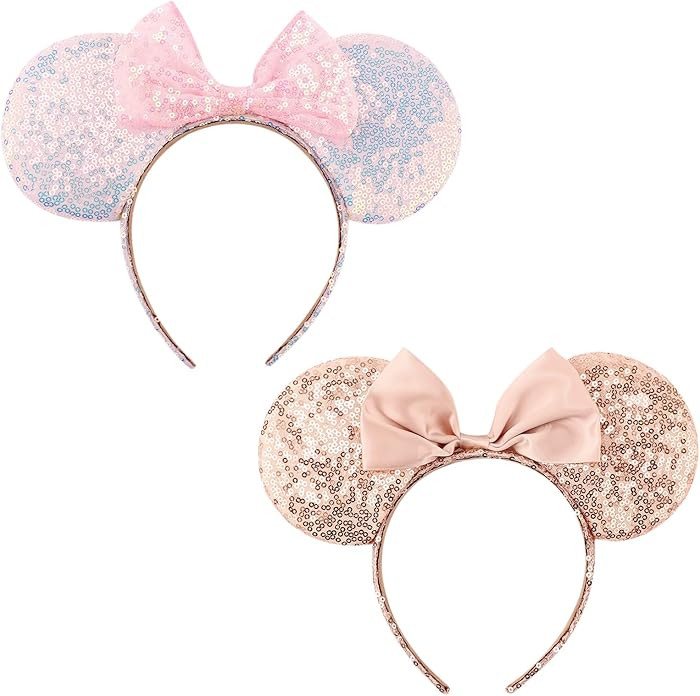 DRESHOW Mouse Ears Bow Headbands Glitter Party Decoration Cosplay Costume for Women | Amazon (US)