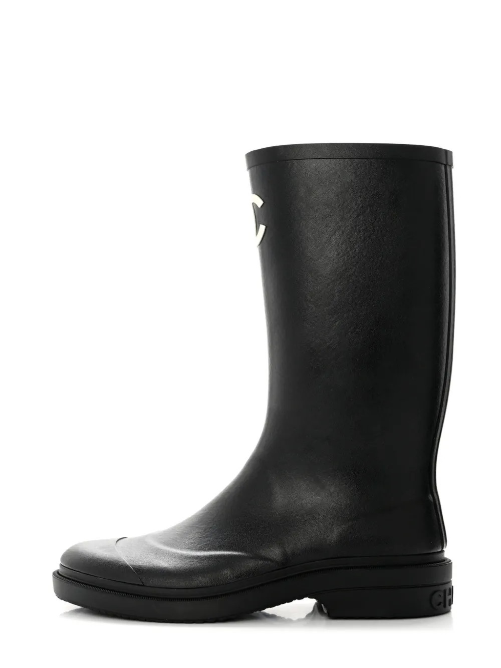 CHANEL Pre-Owned CC-logo rain boots - Black | Farfetch Global