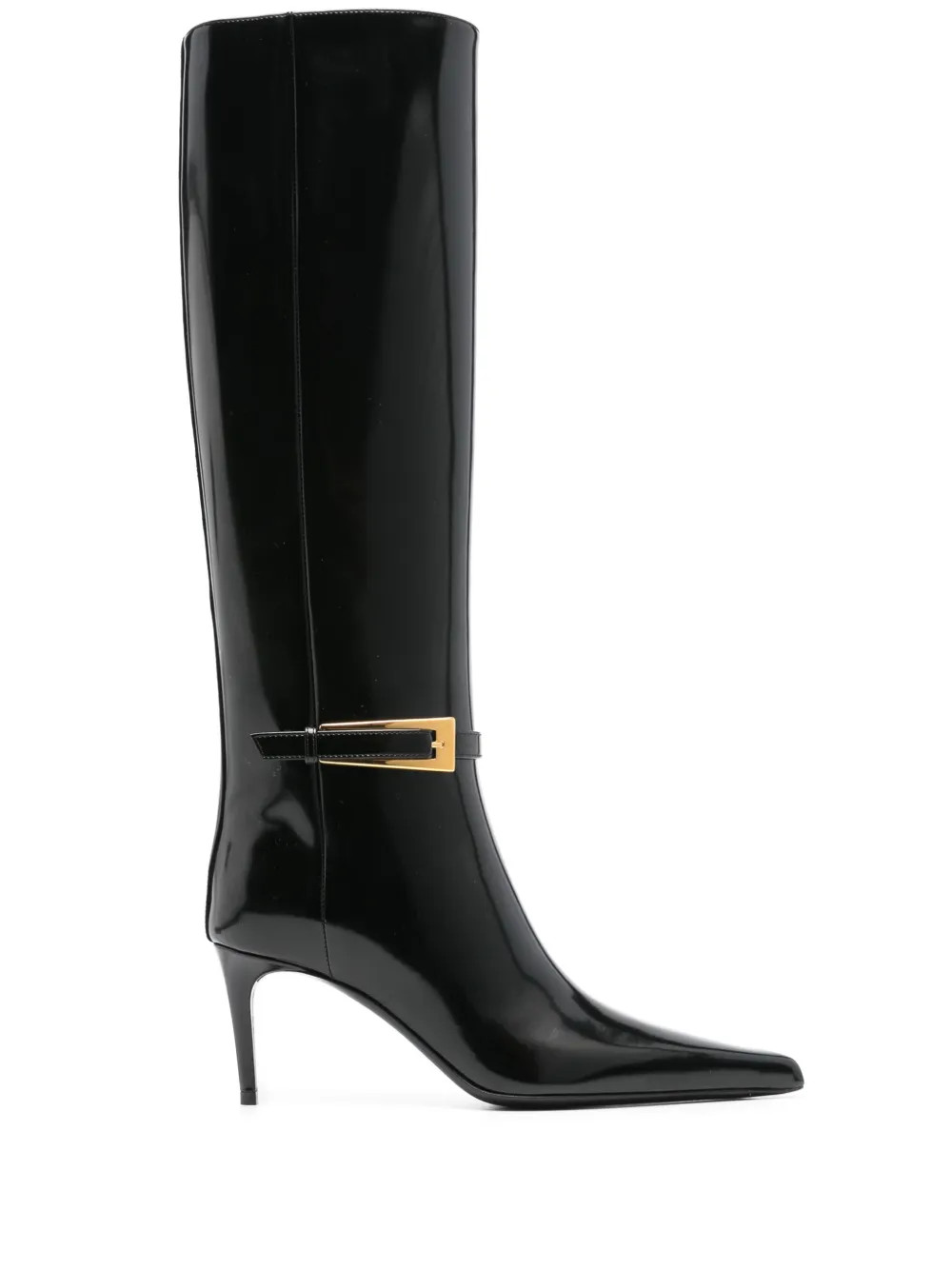 Saint Laurent Lee 70mm Buckle Leather Boots - Farfetch | Farfetch Global