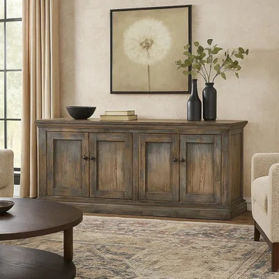 Miy Sideboard Buffet Cabinet, 4 Door, Pine Wood 83 Inch | Wayfair North America