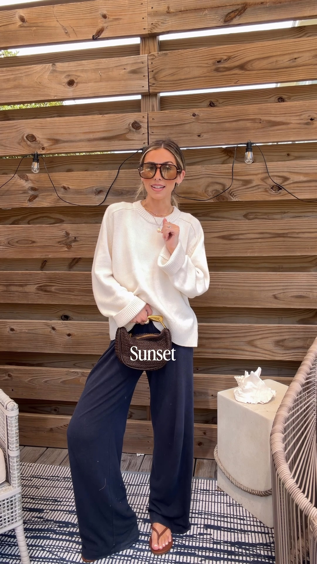 Outfit of the day 🤍 a cute option that still feels like spring even when it’s chilly! Size small in my sweater and xxs in the brushed wide leg pants 

#LTKootd #LTKgrwm #LTKSeasonal