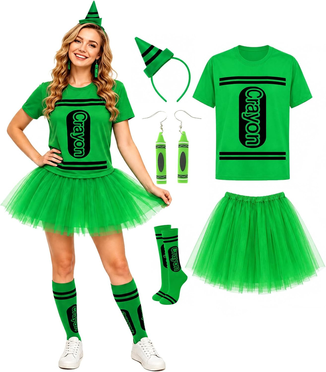 Crayon Costume Set Women Adult T Shirt Tutu Skirt Halloween Group Outfit | Amazon (US)