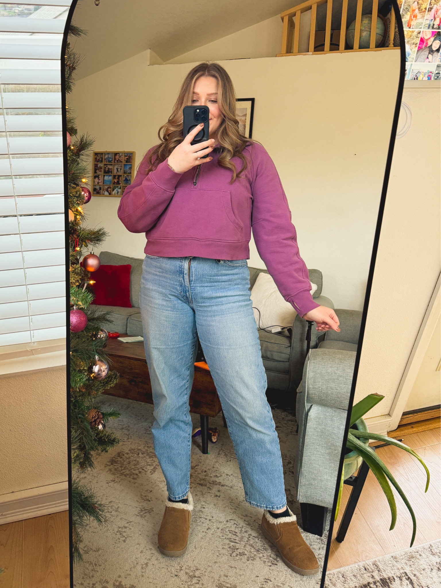 My daughter decided that she wanted to style me today. How do you think she did? 
Wearing everything true to size today this Lululemon pull over and jeans from Madewell are my standard sizes as well as the bodysuit I’m wearing underneath. 

Happy January 💕

#LTKmidsize #LTKGiftGuide #LTKstyletip