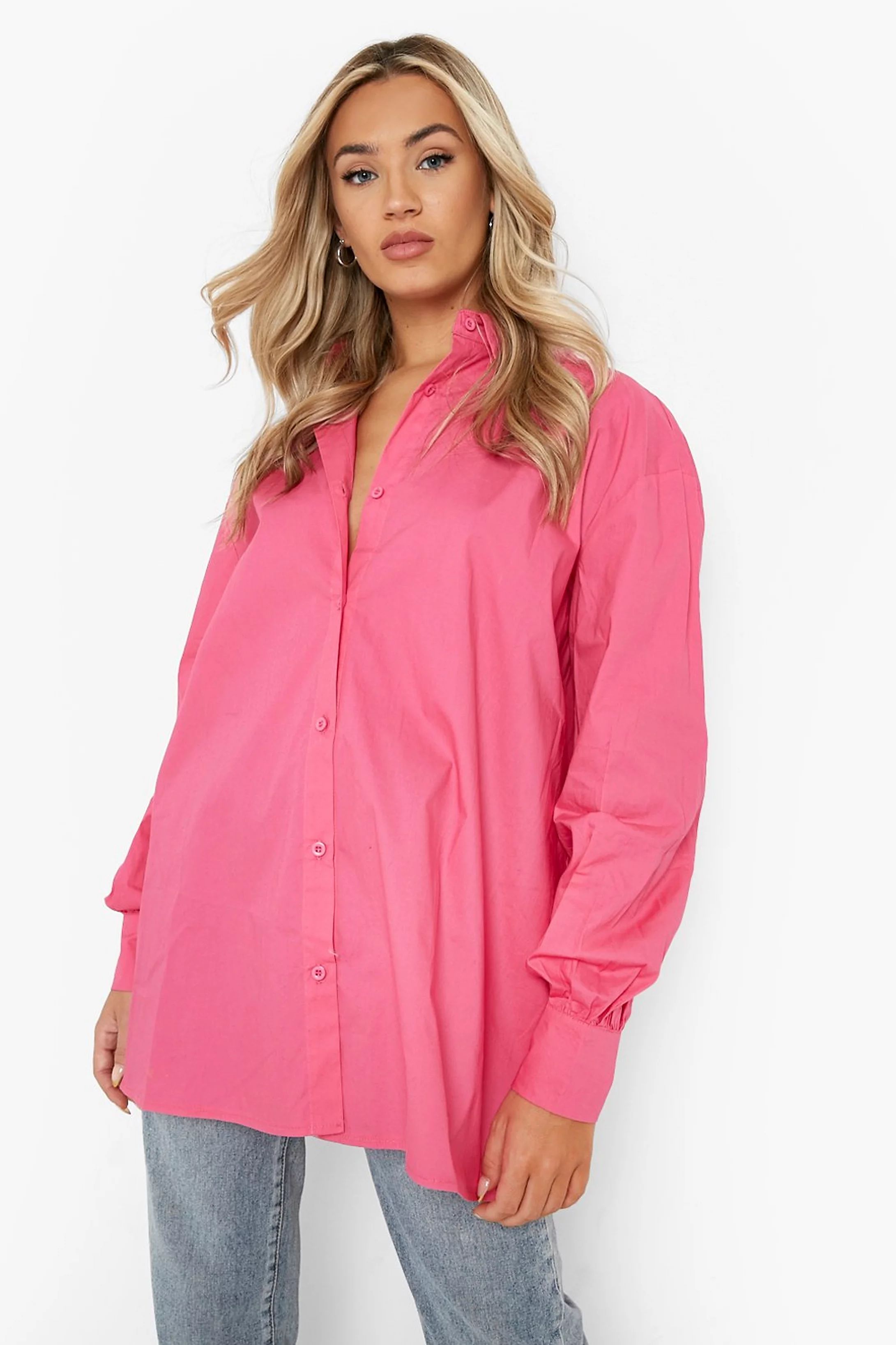 Cotton Poplin Oversized Shirt | Boohoo.com (US & CA)