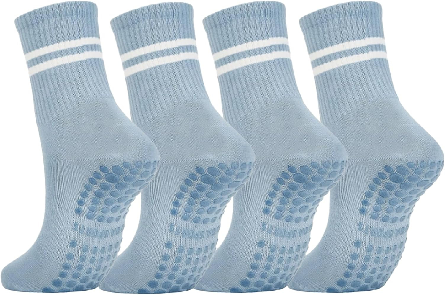 DTWAWA Womens 4Pcs Pilates Grip Socks Non Slip Yoga Socks with Grips Barre Hospital Athletic Sock... | Amazon (US)