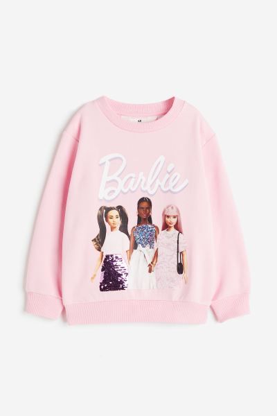 Printed Sweatshirt - Light pink/Barbie - Kids | H&M US | H&M (US + CA)