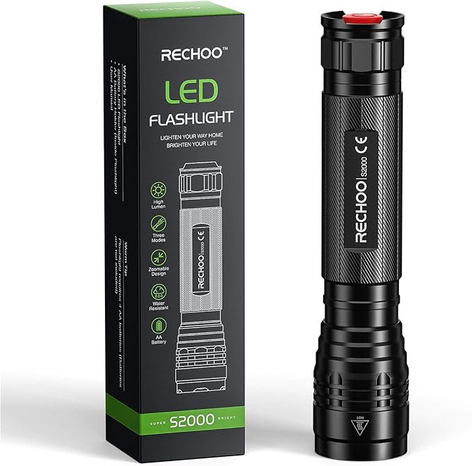 High-Powered LED Flashlight S2000, RECHOO Upgraded Powerful 2000 High Lumens Flashlights with 3 ... | Amazon (US)