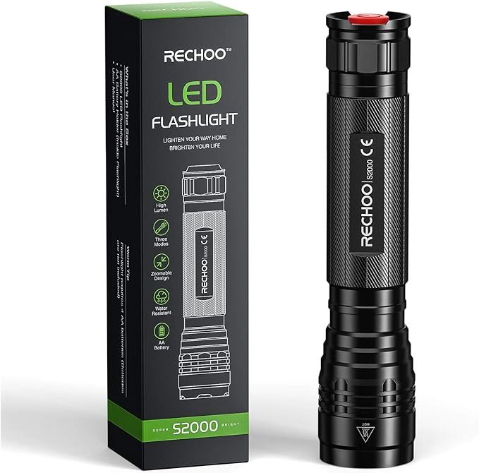 High-Powered LED Flashlight S2000, RECHOO Upgraded Powerful 2000 High Lumens Flashlights with 3 ... | Amazon (US)