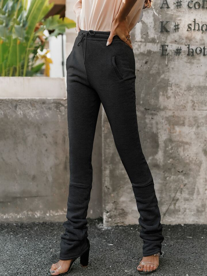 Glamaker Drawstring Waist Slant Pocket Pants | SHEIN