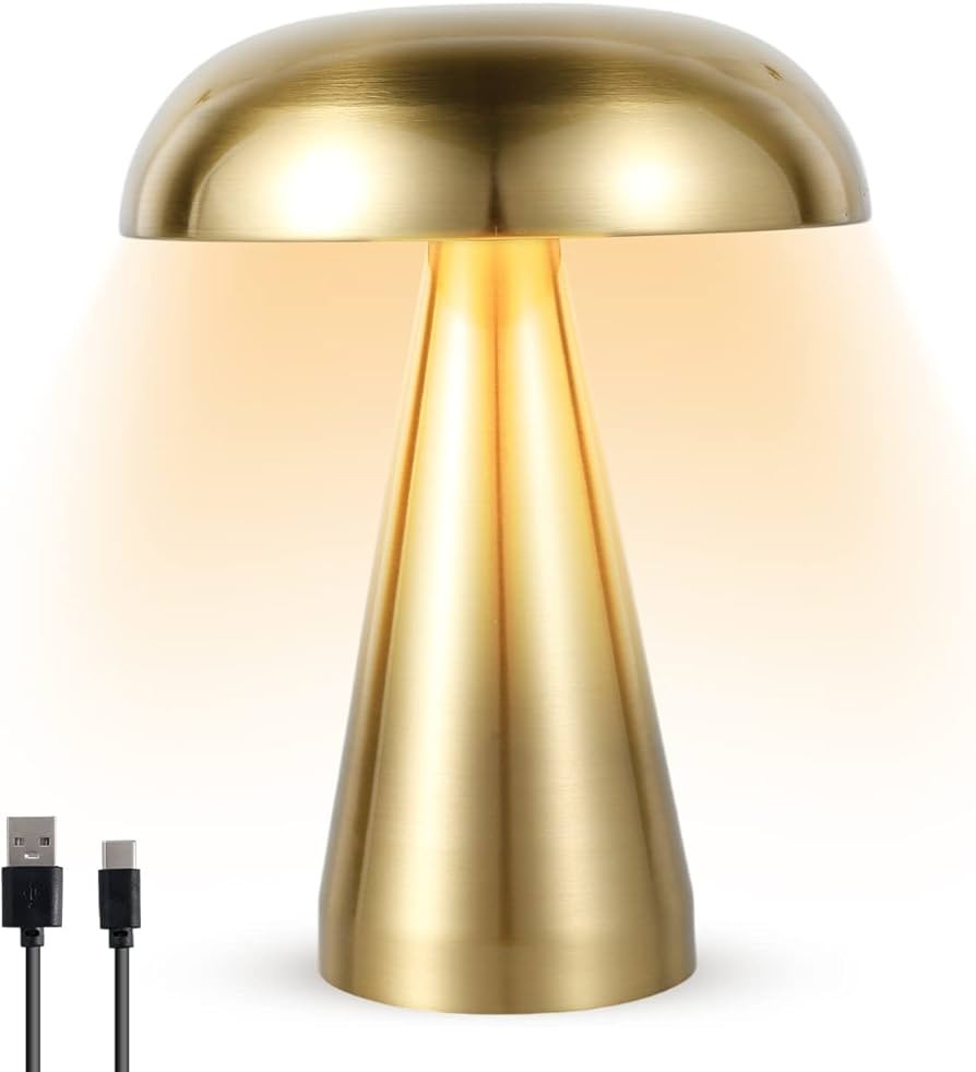 Mushroom Lamp Portable Cordless Table Lamp USB Rechargeable Mushroom Light Touch Control Night Li... | Amazon (UK)