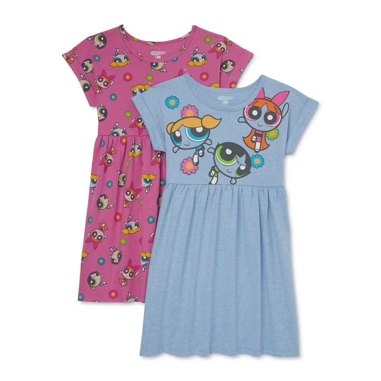 Powerpuff Girls’ Play Dress with Short Sleeves, 2-Pack, Sizes 4-16 | Walmart (US)