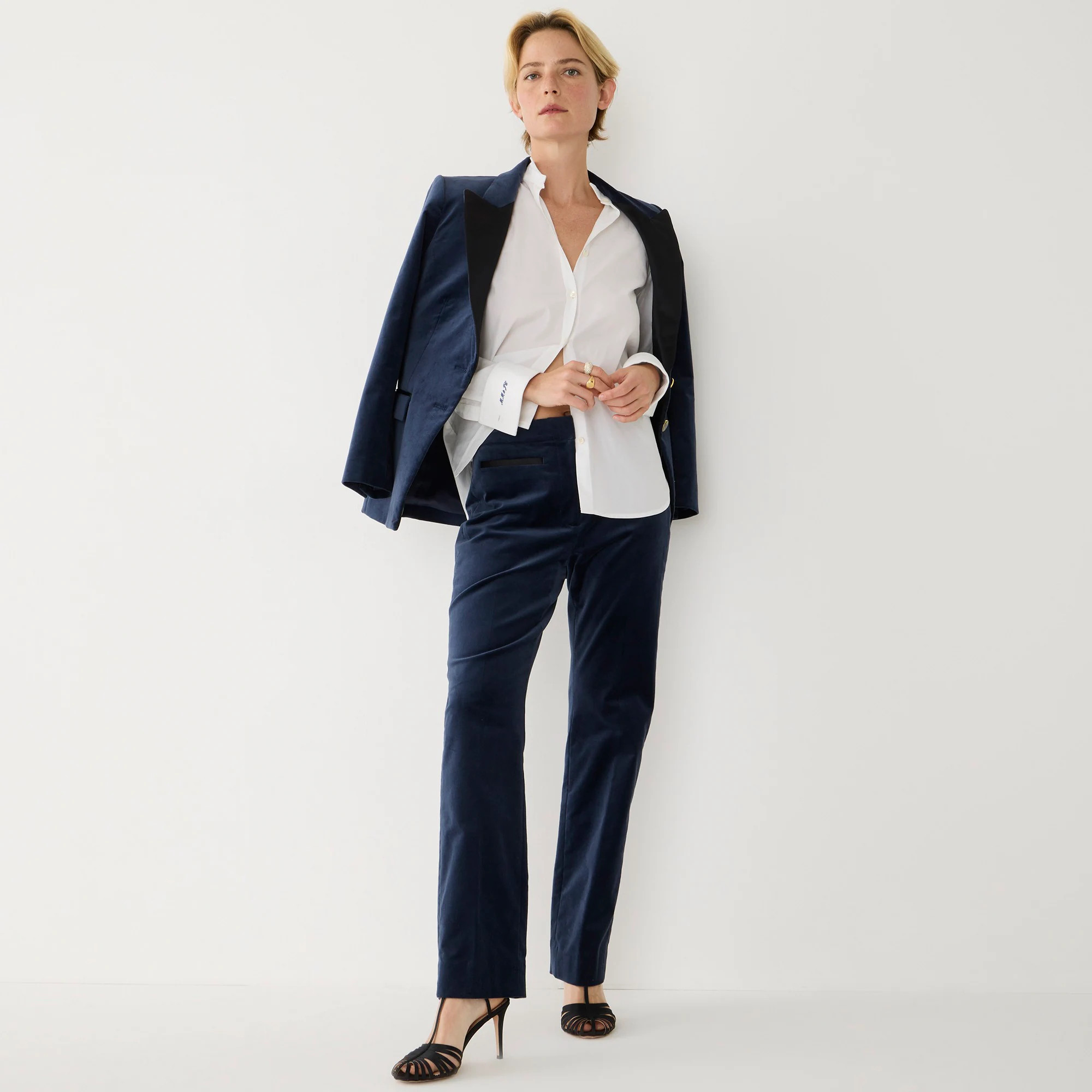 Marie Marot X J.Crew Kate straight-leg pant in stretch velvet | J. Crew US