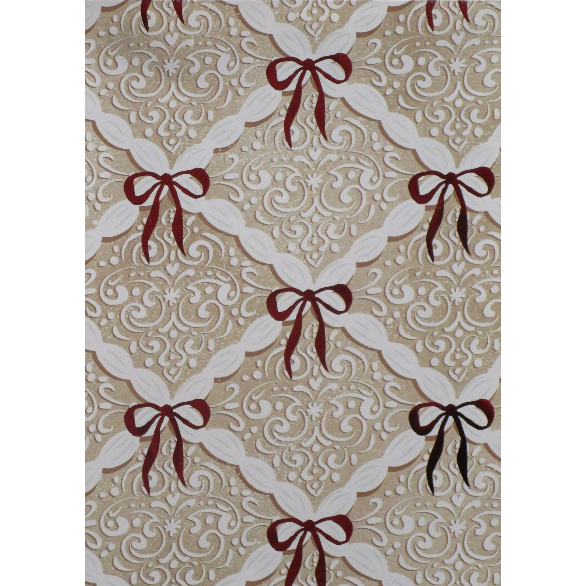 Beige Lattice and Red Bows Premium Christmas Wrapping Paper, 25 sq ft, by Holiday Time | Walmart (US)
