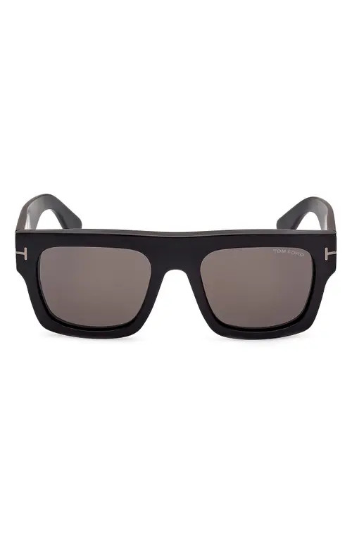 TOM FORD Fausto 53mm Geometric Sunglasses in Matte Black /Smoke at Nordstrom | Nordstrom