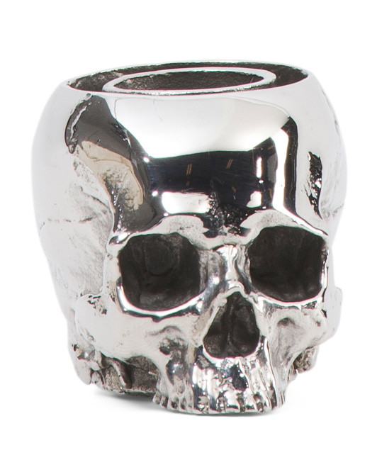 Polished Steel Skull Candle Holder | TJ Maxx