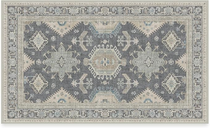 RUGGABLE Cambria Washable Rug - Perfect Vintage Area Rug for Living Room Bedroom Kitchen - Pet & ... | Amazon (US)
