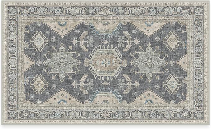RUGGABLE Cambria Washable Rug - Perfect Vintage Area Rug for Living Room Bedroom Kitchen - Pet & ... | Amazon (US)