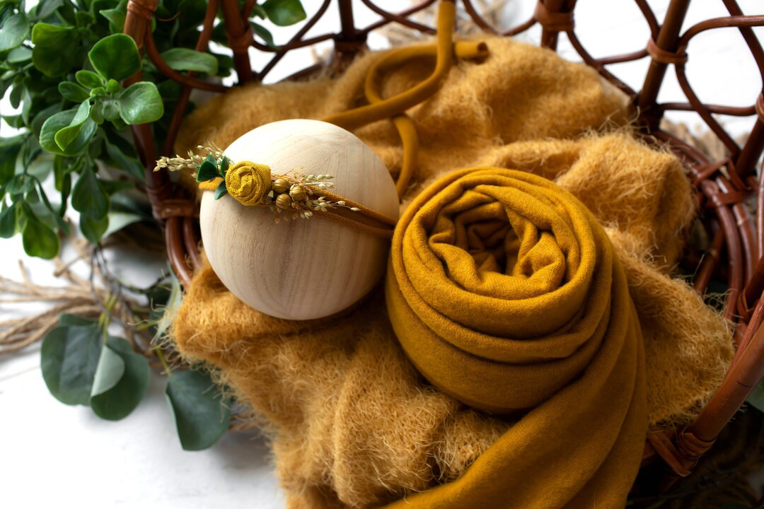 RTS 3-piece Mustard Organic Newborn Photography Prop Bundle - Etsy | Etsy (US)