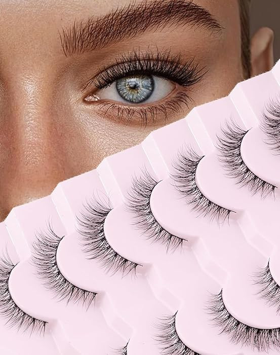 Onlyall Natural Lashes Wispy Lashes Natural Look False Eyelashes Soft Fluffy Fake Eyelashes 7 Pai... | Amazon (US)