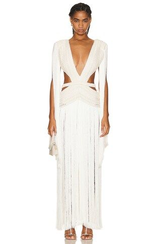 All-over Plunging Fringe Dress | FWRD 