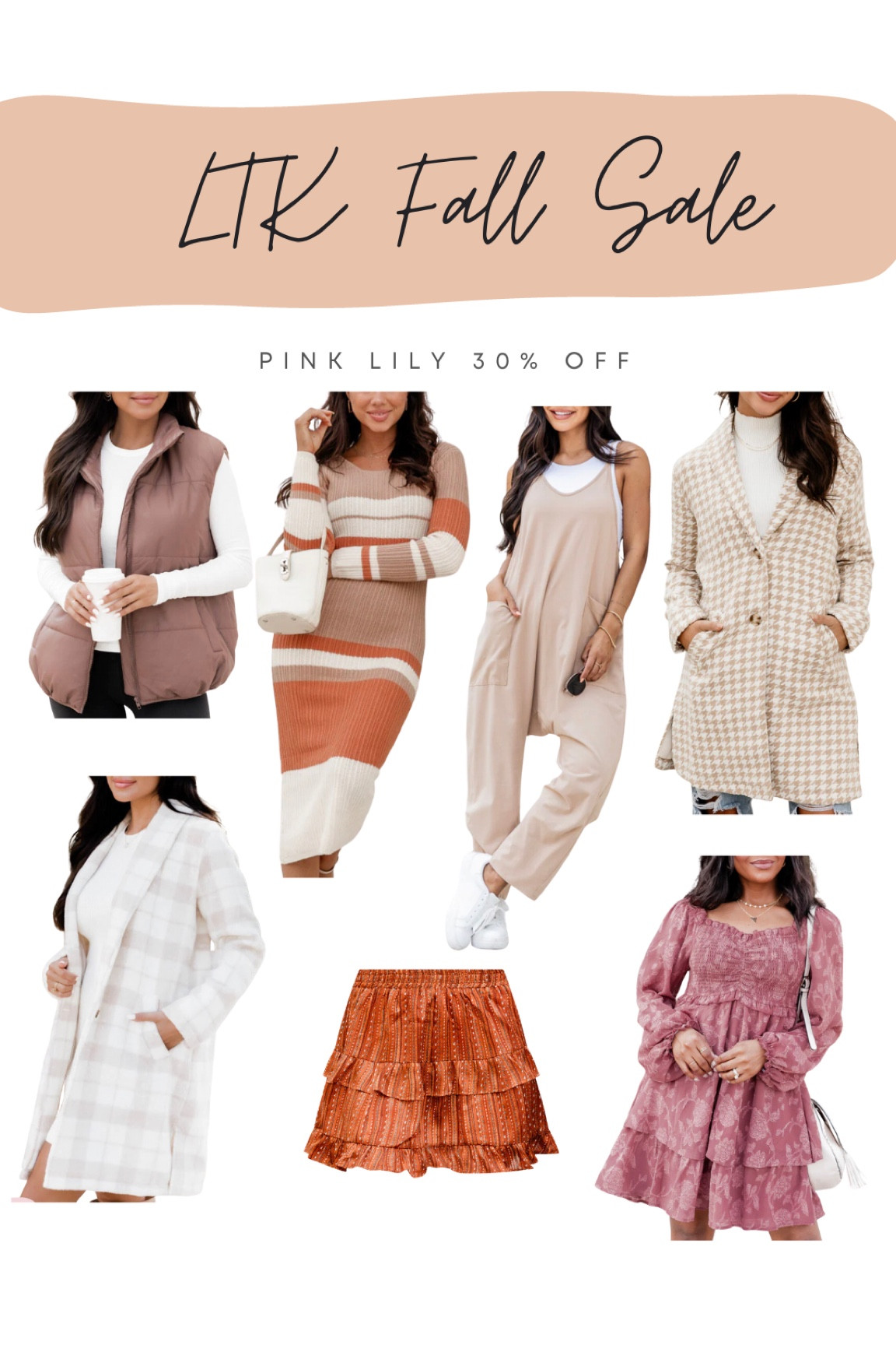 LTK Fall Sale - Pink Lily 30% off

fall outfit, houndstooth coat, stripe sweater dress, long sleeve dress, fall jumpsuit, plaid coat, fall coat, fall sweater, fall sweater dress, fall skirt

#LTKSeasonal #LTKSale #LTKsalealert