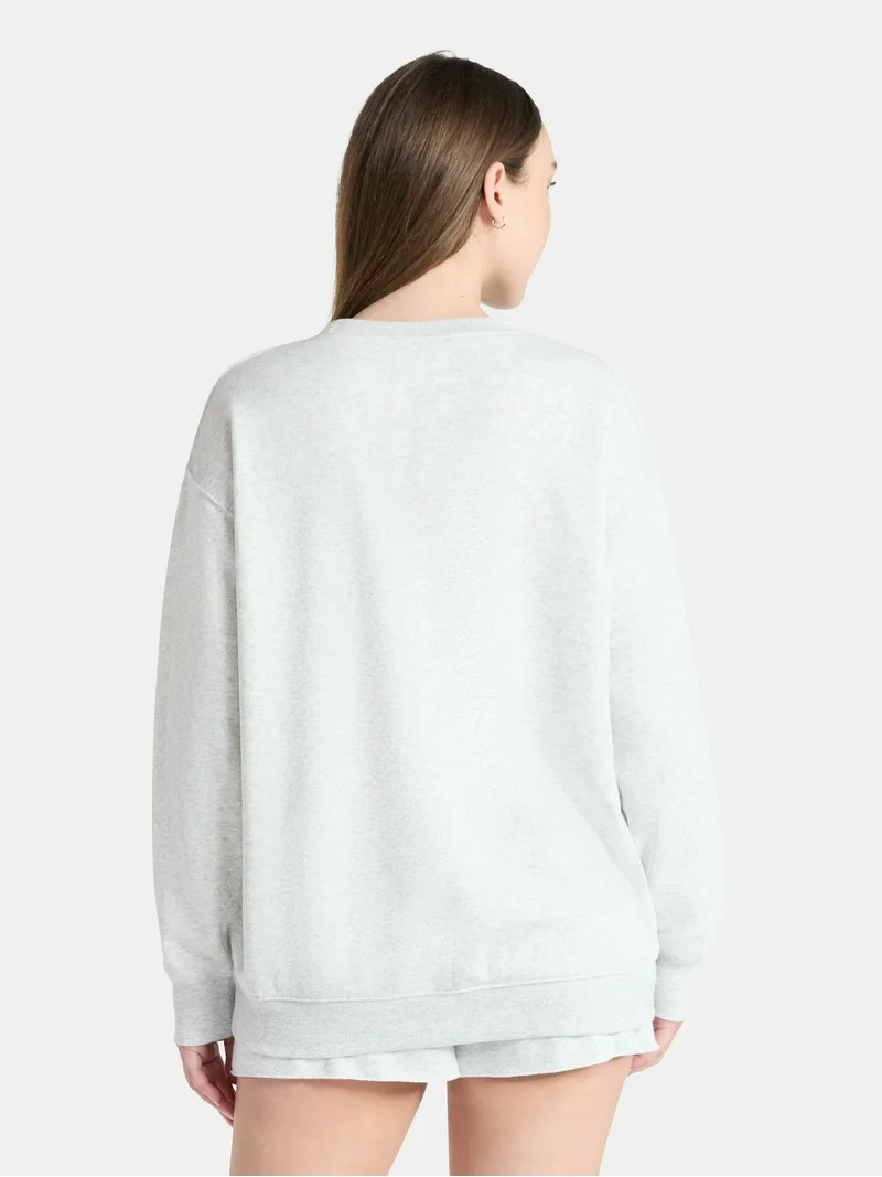 No Boundaries Fleece Oversized Sweatshirt with Long Sleeves, Women’s Sizes XXS-4X | Walmart (US)