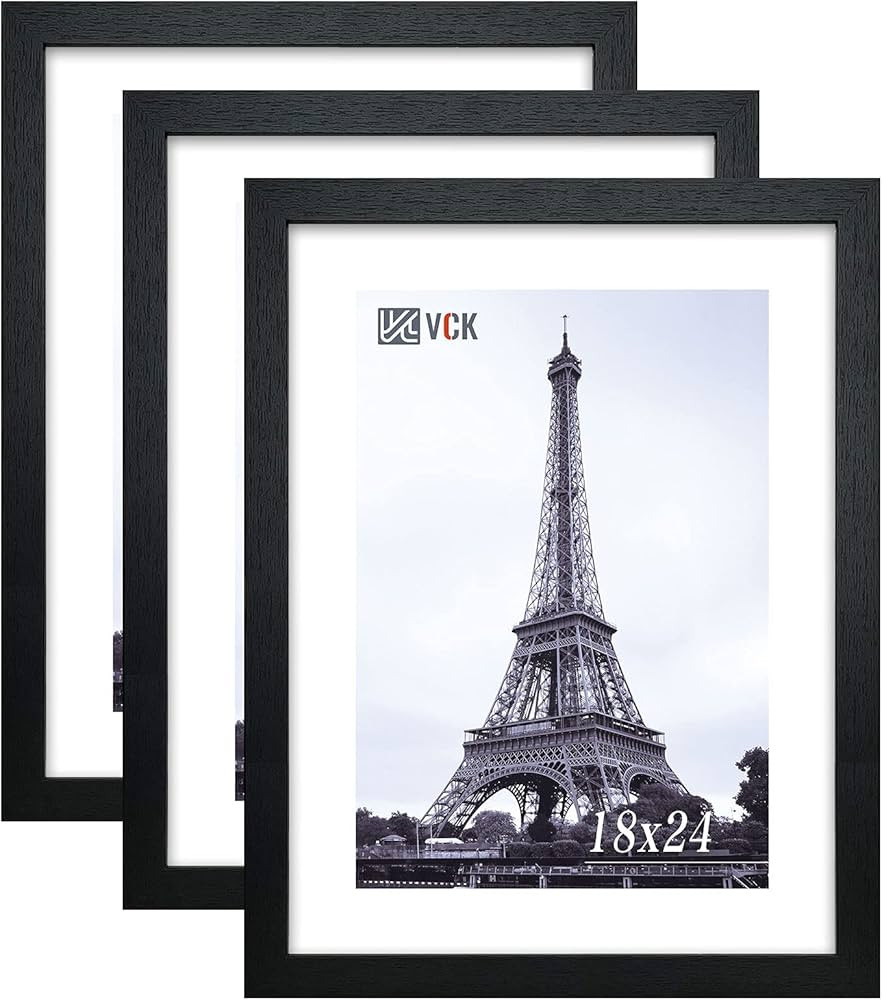 VCK 18x24 Poster Frames 3 Pack Black MDF Wood and Polished Plexiglass Frame,Display Pictures in H... | Amazon (US)