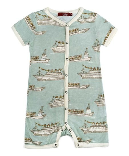 Blue & Gray Ships Shortalls - Infant | Zulily