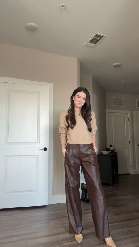 Outfit of the day, office outfit, office style, corporate style, office look, leather pants, leather trousers, cropped sweater, latte dressing

#LTKworkwear #LTKstyletip #LTKfindsunder100