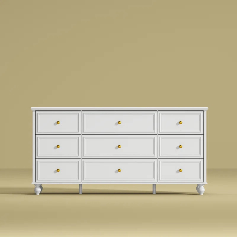 Classic Elegance 9-Drawer Dresser With Brass Knob Handles - Timeless | Wayfair North America
